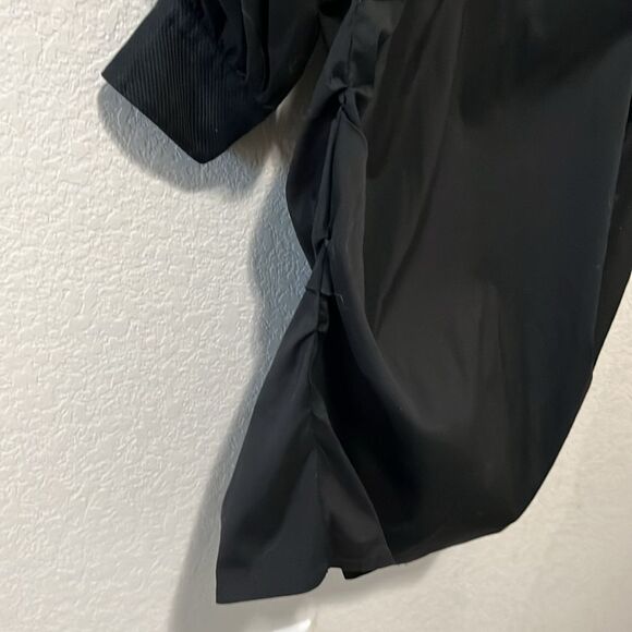 SARA ROKA Black Button Down Mini Shirtdress, Ruched Sides, Size 40(IT), S/4(US) - Picture 8 of 10